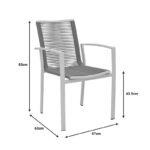 Πολυθρόνα Jonian pakoworld στοιβαζόμενη λευκό αλουμίνιο-textilene σε φυσική απόχρωση 57x63x83εκ - Image 8