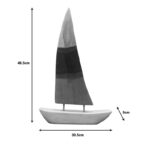 Επιτραπέζιο διακοσμητικό καράβι Elize Inart λευκό-γκρι-μπλε μάνκγο ξύλο-μέταλλο 30.5x5x48.5εκ - Image 3