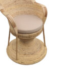 Πολυθρόνα Rea Inart με μπεζ μαξιλάρι-φυσικό rattan 92x75x140εκ - Image 6