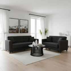 Σετ σαλονιού 2τεμ Modesto pakoworld ύφασμα σε μαύρη απόχρωση