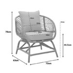 Πολυθρόνα Caxen pakoworld φυσικό rattan-λευκό μαξιλάρι 72x63x75εκ - Image 2