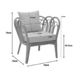 Πολυθρόνα Tania pakoworld φυσικό rattan-λευκό μαξιλάρι 76x76x76εκ - Image 2
