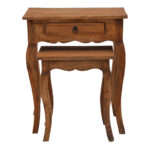 Βοηθητικό τραπεζάκι Nesto pakoworld σετ 2 τεμ φυσικό αντικέ μαόνι ξύλο - Image 3