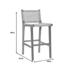 Σκαμπό μπαρ μεσαίου ύψους Sponze pakoworld teak ξύλο-φυσικό rattan σε φυσική απόχρωση 40x47x89εκ - Image 8