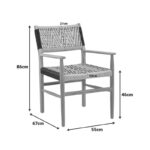 Πολυθρόνα Fermilo pakoworld σκελετός teak ξύλο με pe σχοινί σε φυσική-μαύρη απόχρωση 55x67x86εκ - Image 2