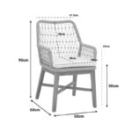 Πολυθρόνα Elaiza pakoworld teak ξύλο και συνθετικό σχοινί σε φυσική-μαύρη απόχρωση με μαξιλάρι 58x60x90εκ - Image 2