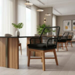 Πολυθρόνα Elaiza pakoworld teak ξύλο και συνθετικό σχοινί σε φυσική-μαύρη απόχρωση με μαξιλάρι 58x60x90εκ - Image 3