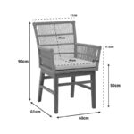 Πολυθρόνα Inca pakoworld teak ξύλο και pe σχοινί σε φυσική-μπεζ απόχρωση με μαξιλάρι 60x61x90εκ - Image 2