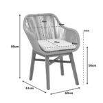 Πολυθρόνα Kalie pakoworld teak ξύλο και συνθετικό σχοινί σε φυσική-μαύρη απόχρωση με μαξιλάρι 60x61x80εκ - Image 2