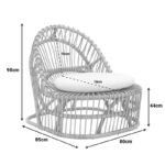 Πολυθρόνα Tromso pakoworld pe rattan σε φυσική απόχρωση με εκρού χρώμα μαξιλάρι 80x85x98εκ - Image 7