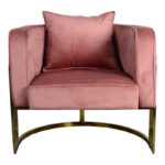 Πολυθρόνα Roblu pakoworld χρυσό μέταλλο και βελούδο σε απόχρωση σάπιο μήλο 72x77.4x70εκ - Image 5