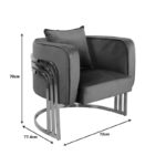 Πολυθρόνα Roblu pakoworld χρυσό μέταλλο και βελούδο σε απόχρωση σάπιο μήλο 72x77.4x70εκ - Image 6