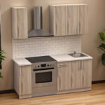 Σύνθεση κουζίνας Festa II pakoworld μελαμίνη σε sonoma απόχρωση και πάγκο σε ανοιχτό γκρι 120x60x85εκ - Image 2