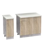 Σύνθεση κουζίνας Festa II pakoworld μελαμίνη σε sonoma απόχρωση και πάγκο σε ανοιχτό γκρι 120x60x85εκ - Image 3