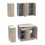 Σύνθεση κουζίνας Festa II pakoworld μελαμίνη σε sonoma απόχρωση και πάγκο σε ανοιχτό γκρι 120x60x85εκ - Image 6