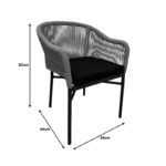 Πολυθρόνα αλουμινίου Legana pakoworld ανθρακί σκελετός- rattan 56x66x82εκ - Image 8