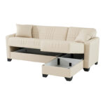 Γωνιακός καναπές-κρεβάτι αναστρέψιμος Stashio pakoworld ύφασμα κρεμ 202x143x84εκ - Image 4