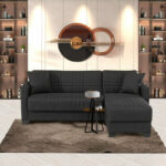 Γωνιακός καναπές-κρεβάτι αναστρέψιμος Stashio pakoworld ύφασμα ανθρακί 202x143x84εκ - Image 2