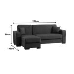 Γωνιακός καναπές-κρεβάτι αναστρέψιμος Dumma pakoworld ύφασμα κρεμ 226x148x86εκ - Image 6