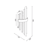 ^ΕΠΙΤΟΙΧΟ Φ/Σ 2XE14 ΚΡΥΣΤΑΛΛΟ + ΧΡΥΣΟ ΜΕΤ/ΚΟ 22X13X54CM EMPIRE - Image 2