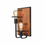 ^ΕΠΙΤΟΙΧΟ Φ/Σ 2ΧΕ27 ΞΥΛΟ+ΜΑΥΡΟ ΜΕΤΑΛΛΟ 25X16XH36CM TESLA