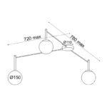 ^ΟΡΟΦΗΣ Φ/Σ 3xE14 TIRAMOLLA ΜΑΥΡΟ ΜΕΤ/ΚΟ + ΛΕΥΚΟ ΓΥΑΛΙ 78Χ72Χ32CM - Image 2