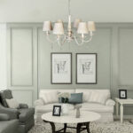 InLight Κρεμαστό φωτιστικό από λευκή πατίνα, κρύσταλλα και υφασμάτινο καπέλο 5XE14 D:65cm (5010-6) - Image 3