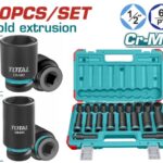 TOTAL ΕΠΑΓΓ. ΣΕΤ ΚΑΡΥΔΑΚΙΑ ΑΕΡΟΣ ΜΑΥΡΑ ΚΟΝΤΑ & ΜΑΚΡΙΑ ΕΞΑΓΩΝΑ 1/2" 20 ΤΕΜ (THKISD12203L)