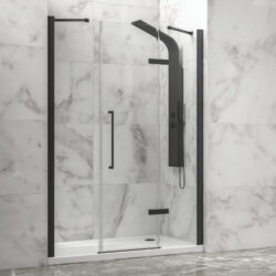 Καμπίνα από τοίχο σε τοίχο με διάφανο κρύσταλλο TINOS 600 Black KARAG 170x200cm (σταθερό 36cm)