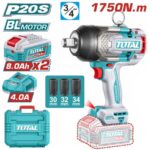 TOTAL ΕΠΑΓΓ. ΜΠΟΥΛΟΝΟΚΛΕΙΔΟ ΜΠΑΤ. Li-ion 20V / 1750Nm / 8Ah / 2 ΜΠΑΤ (TIWLI20175E)