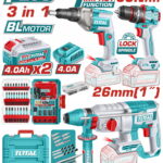 TOTAL ΕΠΑΓΓ ΣΕΤ ΔΡΑΠ/ΔΟ ΚΡΟΥΣΤ. 66Nm+ΠΝΕΥΜ ΠΙΣΤΟΛ+ΚΑΤΣΑΒ ΓΥΨ ΜΠΑΤ Li-ion 20V BL Motor (TOSLI250591E)