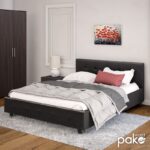 Κρεβάτι Roi pakoworld 160x200 PU μαύρο ματ + αποθηκευτικό χώρο - Image 2