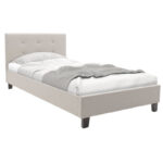 Κρεβάτι Mago pakoworld ύφασμα εκρού 100x200εκ