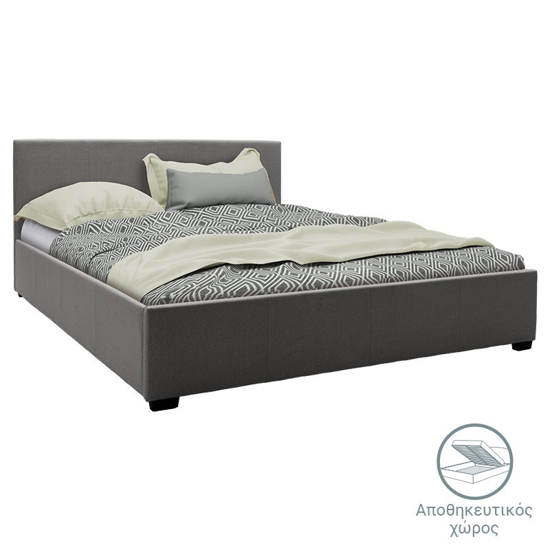 006-000043 Κρεβάτι Norse pakoworld ύφασμα ανθρακί με αποθηκευτικό χώρο 160x200εκ