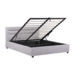 Κρεβάτι Molito pakoworld βελούδο σε γκρι απόχρωση με αποθηκευτικό χώρο150x200εκ - Image 4