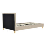 Κρεβάτι Nevil pakoworld ύφασμα εκρού με ξύλινο πόδι σε φυσική απόχρωση 100x200εκ - Image 2