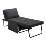 Σκαμπό-κρεβάτι Grejio pakoworld ύφασμα σε ανθρακί απόχρωση κα πόδι μαύρο μέταλλο 70x70x45εκ - Image 3