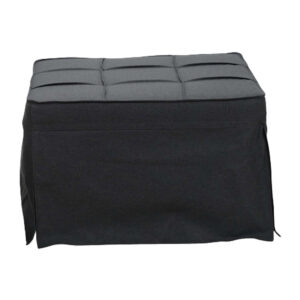 Σκαμπό-κρεβάτι Grejio pakoworld ύφασμα σε ανθρακί απόχρωση κα πόδι μαύρο μέταλλο 70x70x45εκ