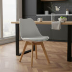 Καρέκλα Gaston pakoworld PP-PU λευκό-φυσικό πόδι 43x51x75εκ - Image 2