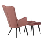 Πολυθρόνα με υποπόδιο Dorita pakoworld βελούδο σάπιο μήλο-πόδι μαύρο μέταλλο 68.5x76x103εκ - Image 2