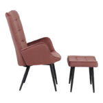 Πολυθρόνα με υποπόδιο Dorita pakoworld βελούδο σάπιο μήλο-πόδι μαύρο μέταλλο 68.5x76x103εκ - Image 3