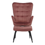 Πολυθρόνα με υποπόδιο Dorita pakoworld βελούδο σάπιο μήλο-πόδι μαύρο μέταλλο 68.5x76x103εκ - Image 4