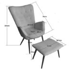 Πολυθρόνα με υποπόδιο Dorita pakoworld βελούδο σάπιο μήλο-πόδι μαύρο μέταλλο 68.5x76x103εκ - Image 8