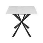 Τραπέζι Cozline Inart λευκό μαρμάρου sintered stone-πόδι μαύρο μέταλλο 180x90x76εκ - Image 3