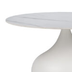 Τραπέζι σαλονιού Kirkene Inart sintered stone σε απόχρωση λευκό μαρμάρου με λευκό μέταλλο Φ70x40εκ - Image 2