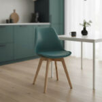 Καρέκλα Gaston pakoworld PP-PU μπλε απόχρωση- φυσικό πόδι 43x51x75εκ - Image 2