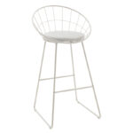 Σκαμπό μπαρ Seth pakoworld μέταλλο λευκό-μαξιλάρι PVC λευκό