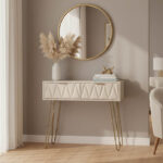 Κονσόλα Isla pakoworld χρώμα λευκό painting-χρυσό 80x39x74εκ