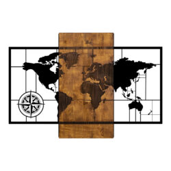 Διακοσμητικό τοίχου Merzo pakoworld ξύλο πεύκου σε φυσική απόχρωση με μαύρο μέταλλο 58x3x85εκ