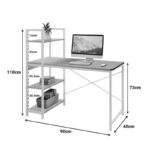 Γραφείο εργασίας Bencour pakoworld με βιβλιοθήκη mdf σε oak απόχρωση με λευκό μέταλλο 90x40x110εκ - Image 3